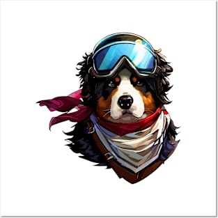 Cute Bernese Mountain Dog Adventurer Portrait Posters and Art